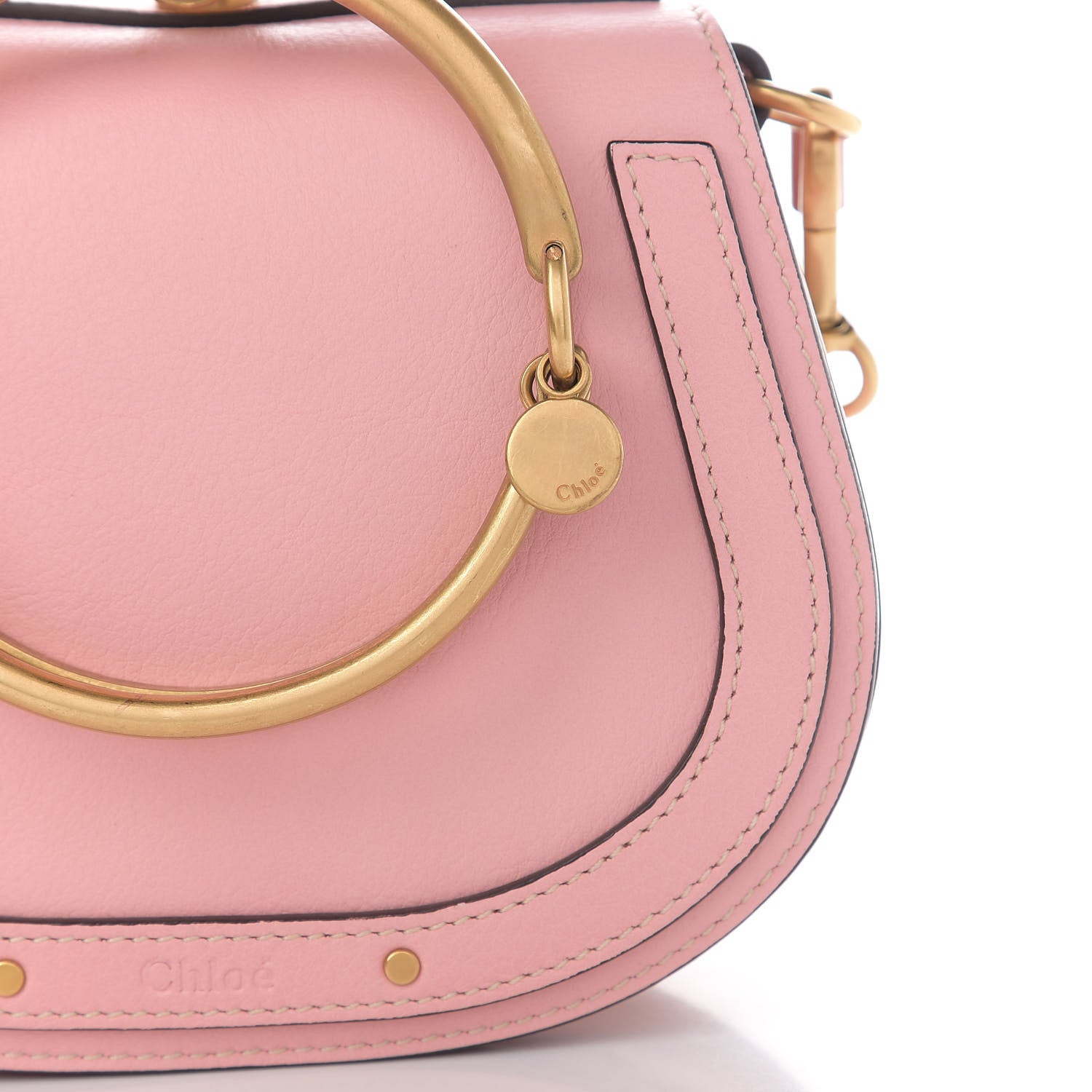 Chloe Calfskin Suede Small Nile Bracelet Bag Washed Pink 11 of 12