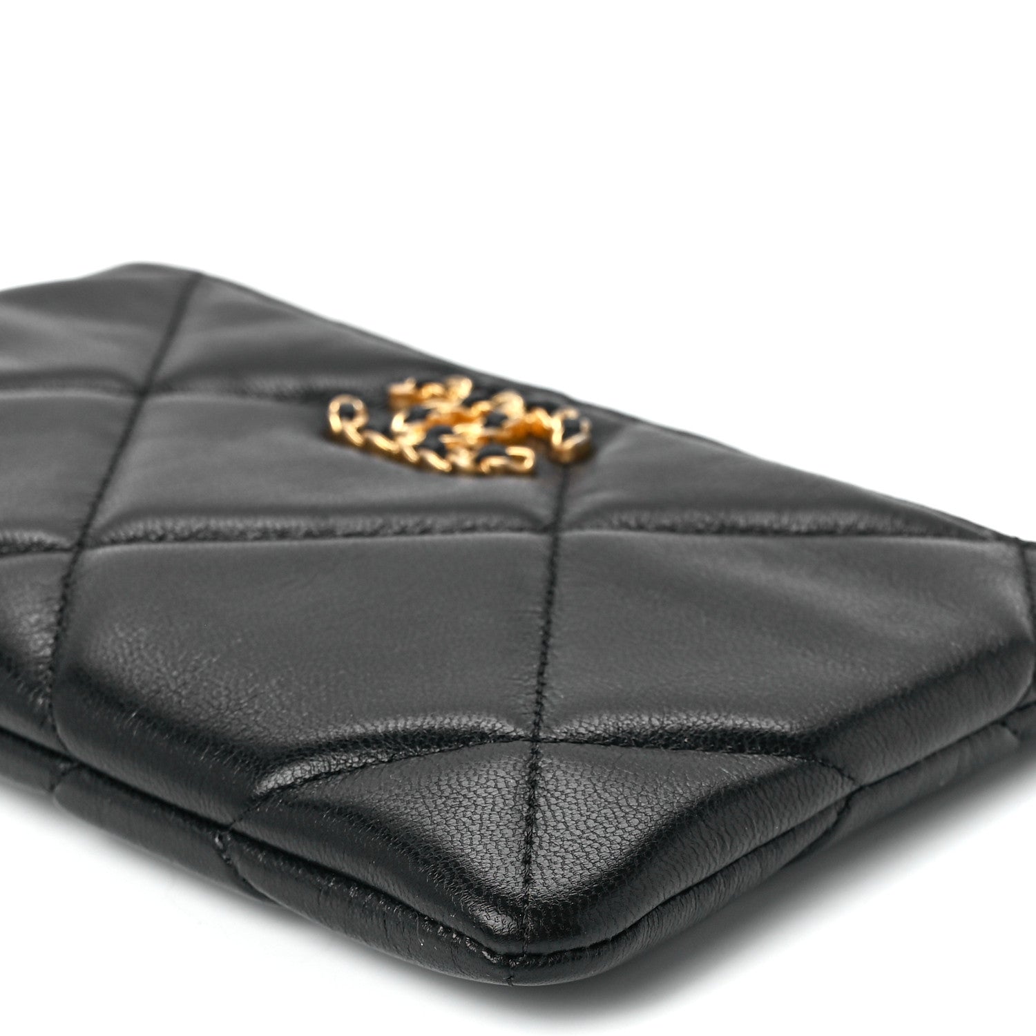Chanel Shiny Goatskin Quilted Small Chanel 19 Pouch Black 11 of 12