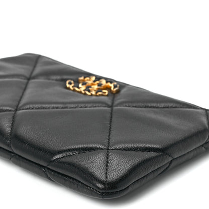 Chanel Shiny Goatskin Quilted Small Chanel 19 Pouch Black 11 of 12