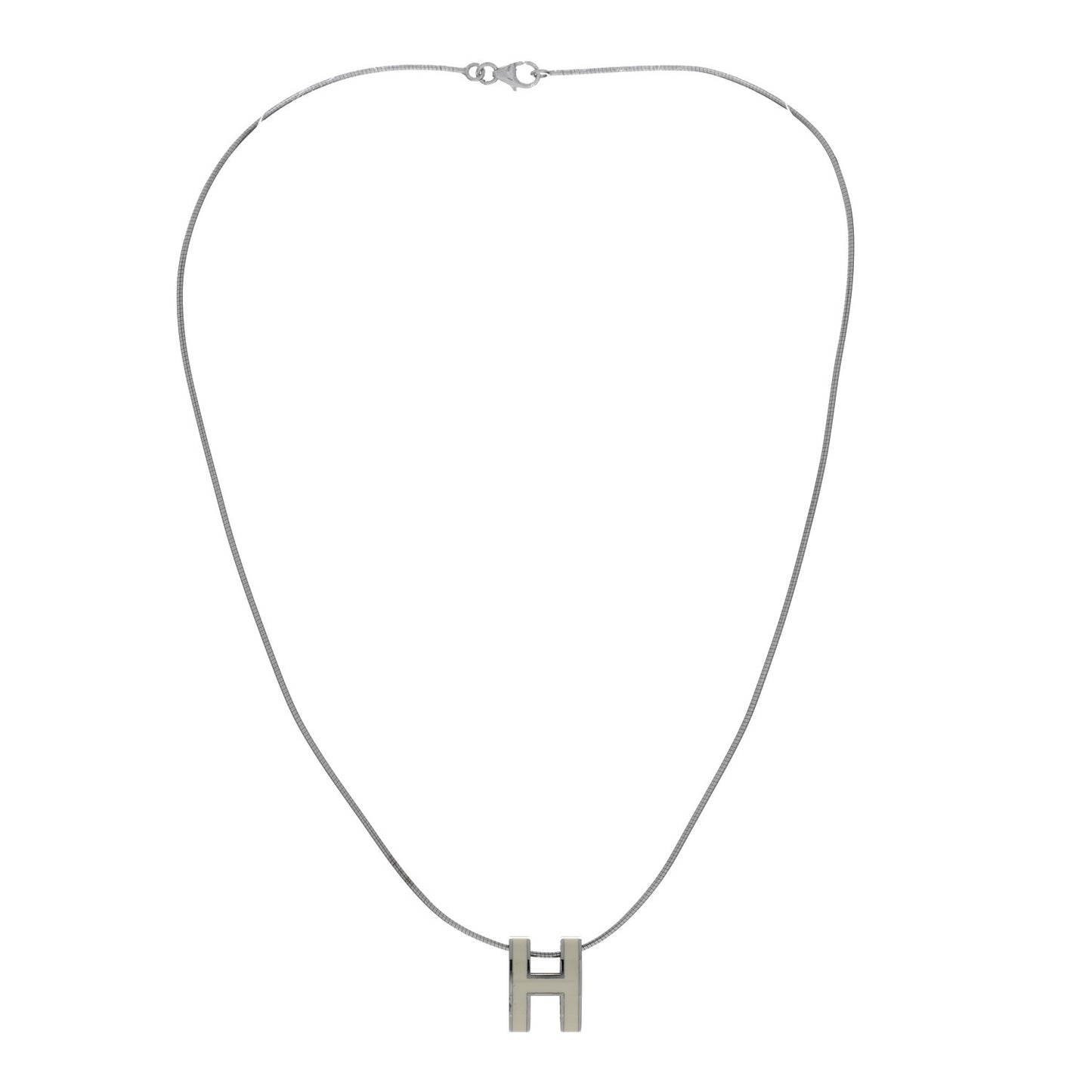 Lacquered Palladium Pop H Pendant Necklace White
