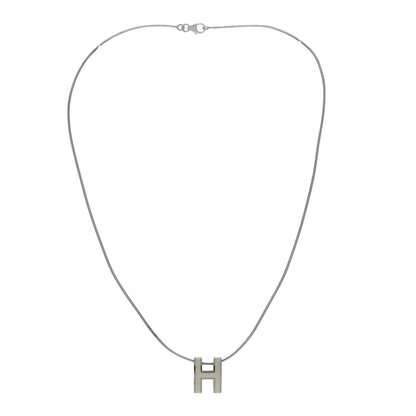 Hermes Lacquered Palladium Pop H Pendant Necklace White 2 of 5