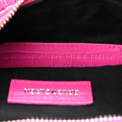 Balenciaga Extra Supple Calfskin Crocodile Embossed XS Le Cagole Shoulder Bag Lipstick Pink 7 of 10