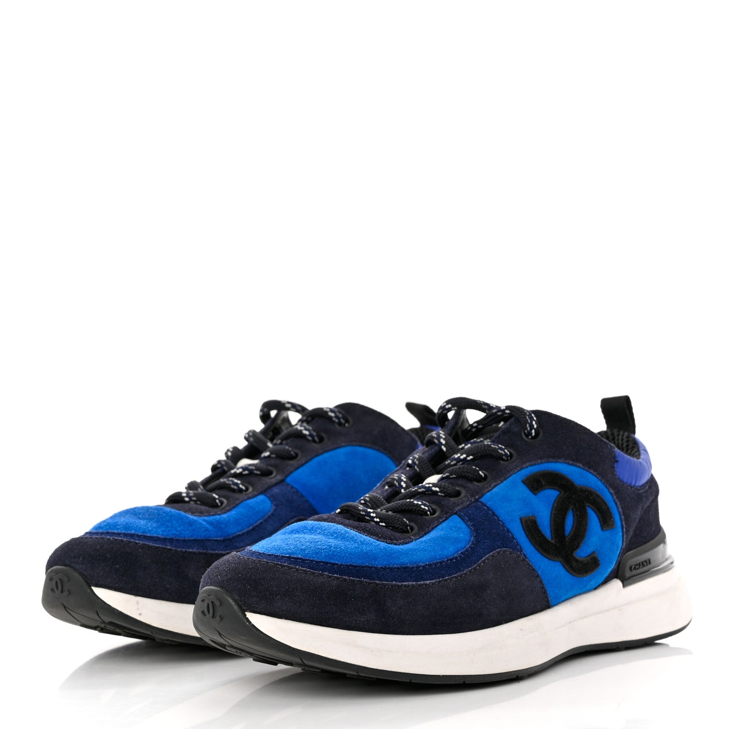 Suede Calfskin CC Sneakers 37 Blue Navy Dark Navy