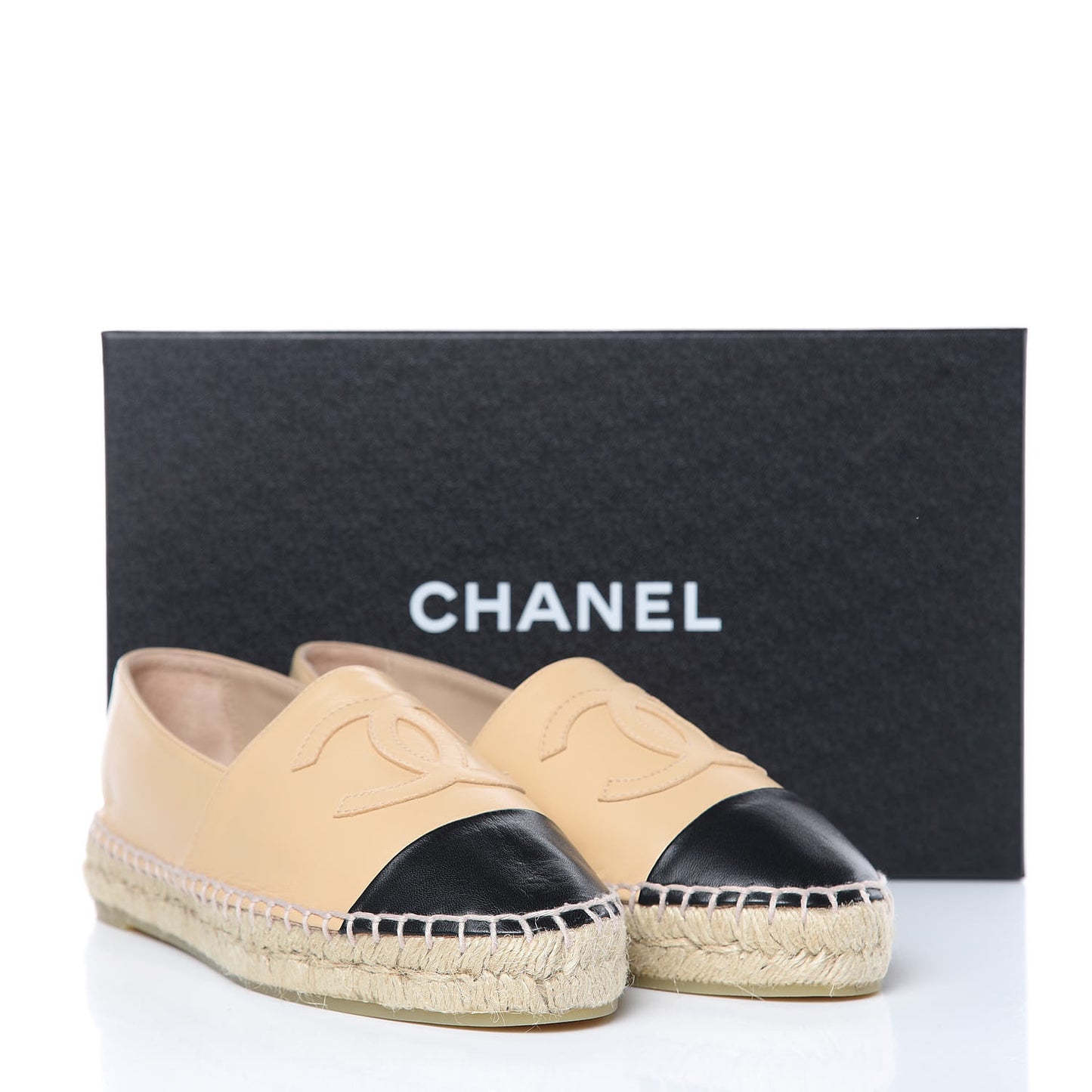 Lambskin CC Espadrilles 36 Beige Black