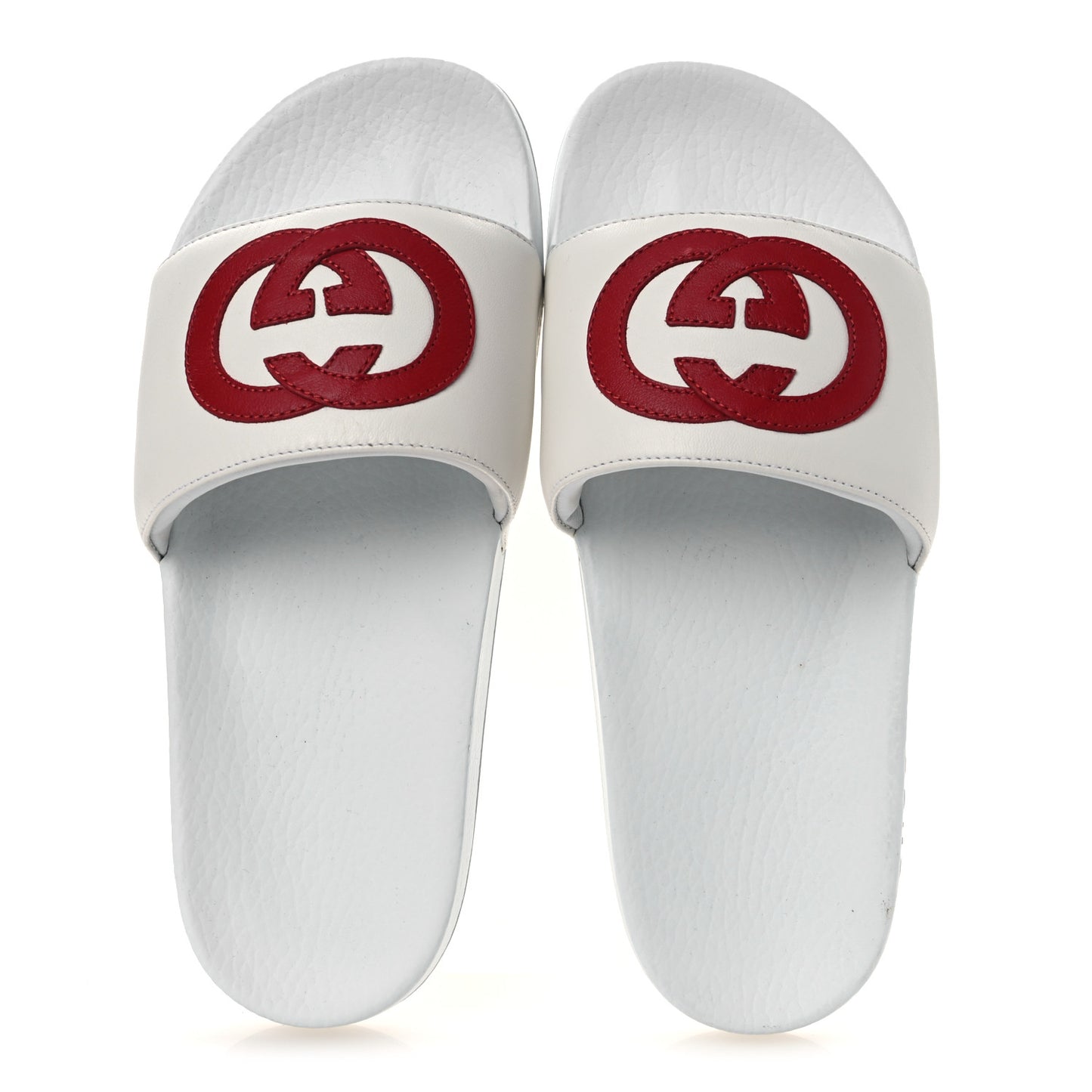 Nappa Miro Soft Calfskin Interlocking G Mens Slide Sandals 6 White Hibiscus Red
