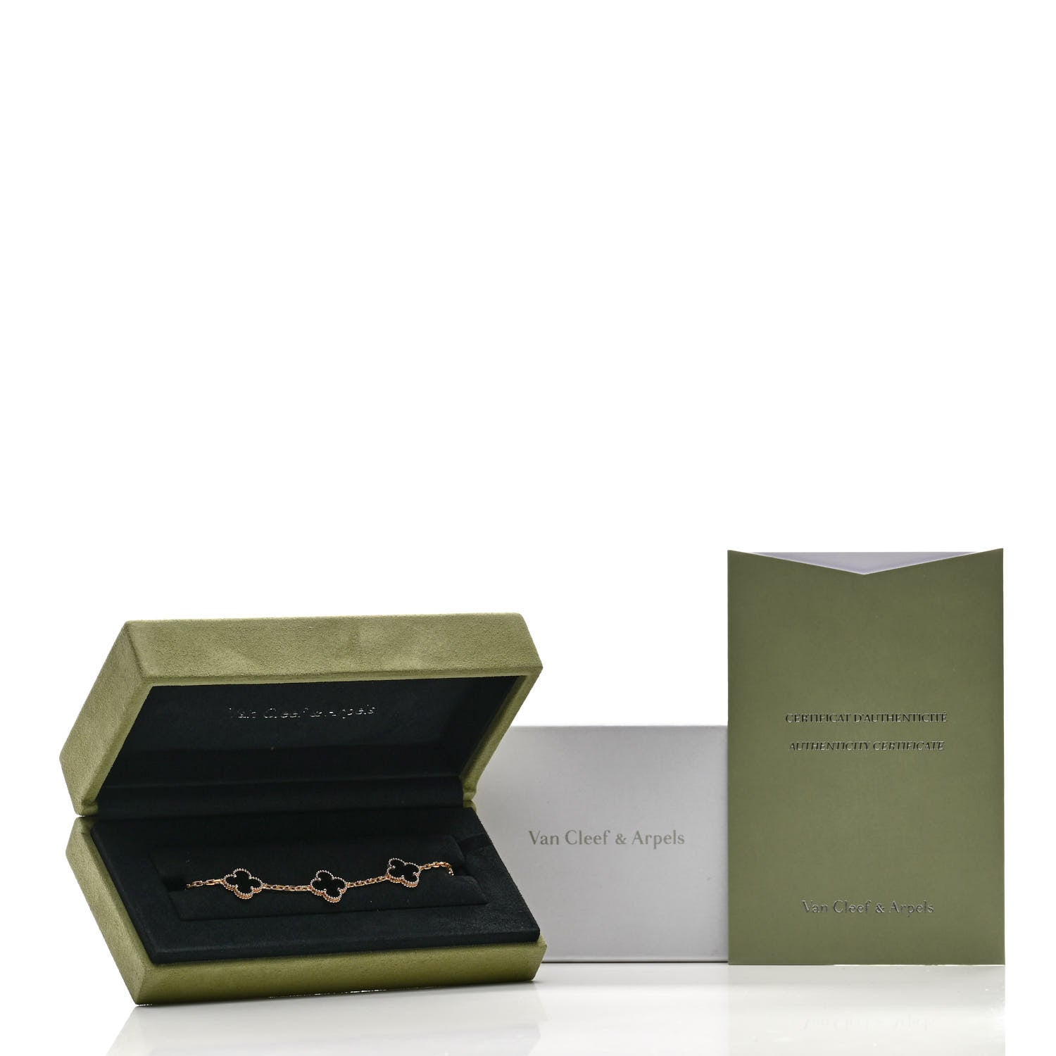 Van Cleef & Arpels 18K Yellow Gold Black Onyx 5 Motifs Vintage Alhambra Bracelet 5 of 5