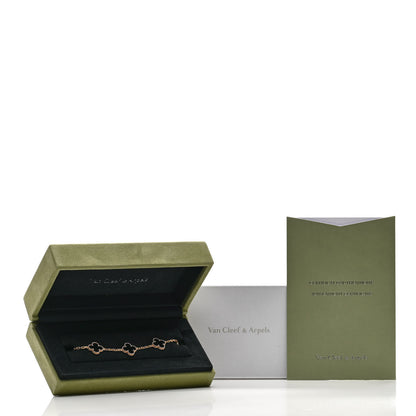 Van Cleef & Arpels 18K Yellow Gold Black Onyx 5 Motifs Vintage Alhambra Bracelet 5 of 5
