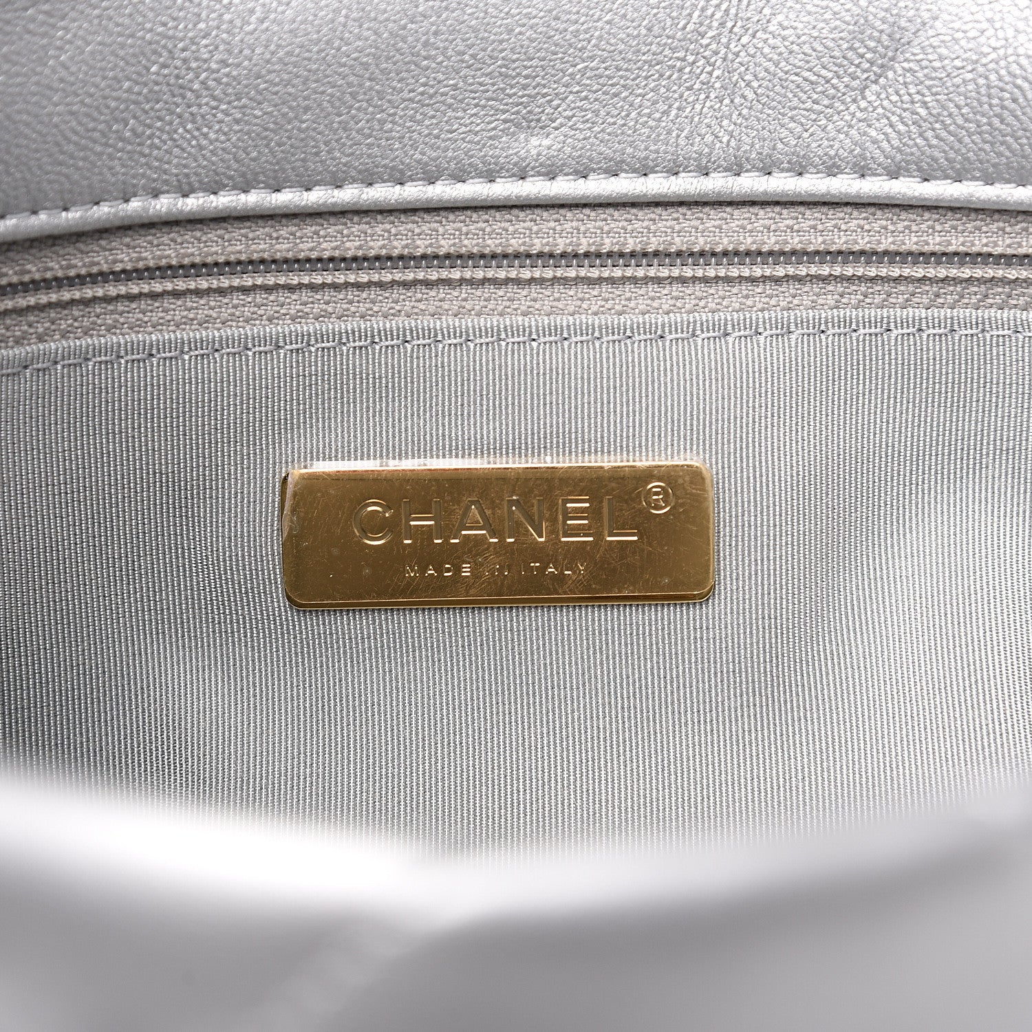 Chanel Metallic Goatskin Quilted Medium 19 Flap Silver 5 of 11