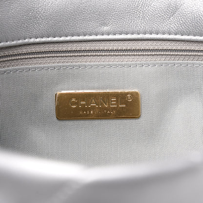 Chanel Metallic Goatskin Quilted Medium 19 Flap Silver 5 of 11