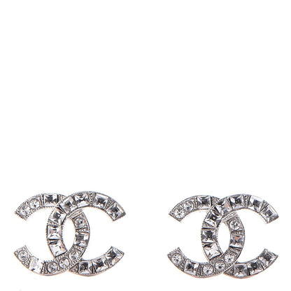 Chanel Baguette Crystal CC Earrings Silver 1 of 5