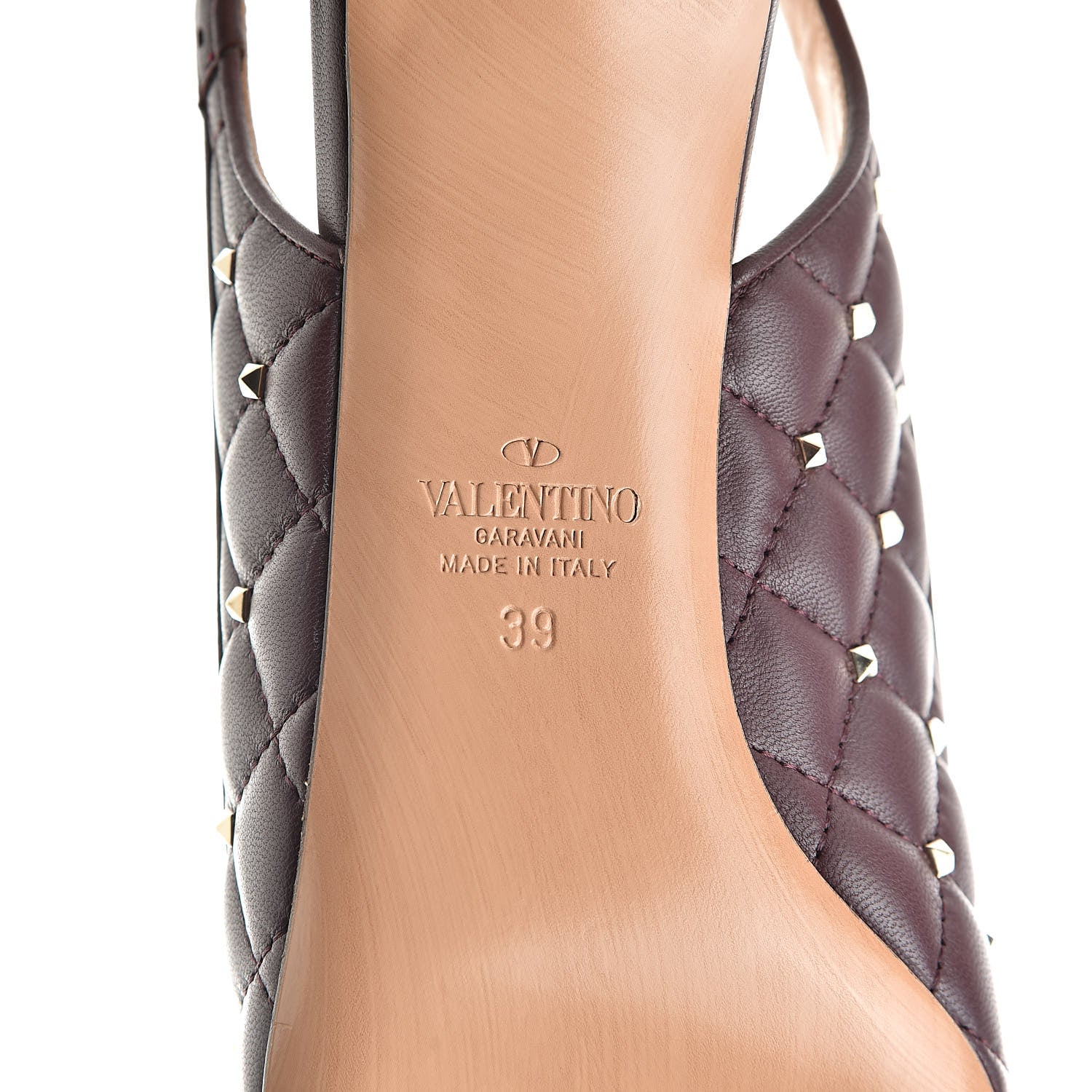 Valentino Garavani Nappa Quilted Rockstud Spike Slingback Low Heel Pumps 39 Rubin 7 of 8