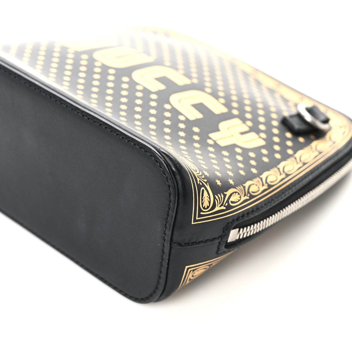 X SEGA Calfskin GUCCY Stars Mini Dome Shoulder Bag Black Gold