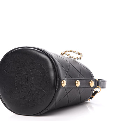 Chanel Calfskin Tweed Small CC Chain Bucket Drawstring Bag Black Multicolor 9 of 11