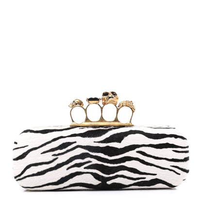Alexander McQueen Calf Hair Zebra Print Knuckle Box Clutch 1 of 9