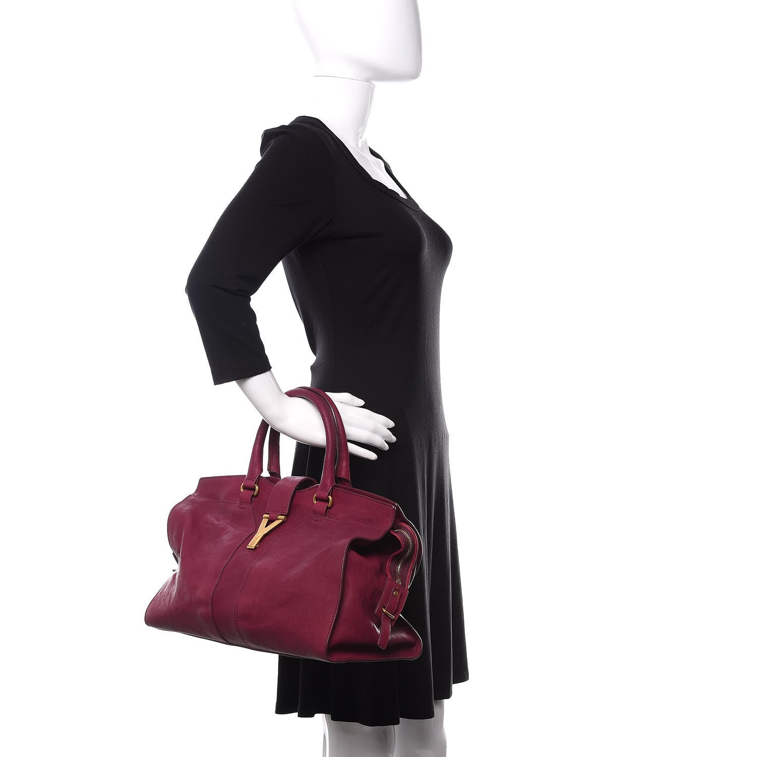 Saint Laurent Sheepskin Medium Cabas ChYc Black Cherry 2 of 10