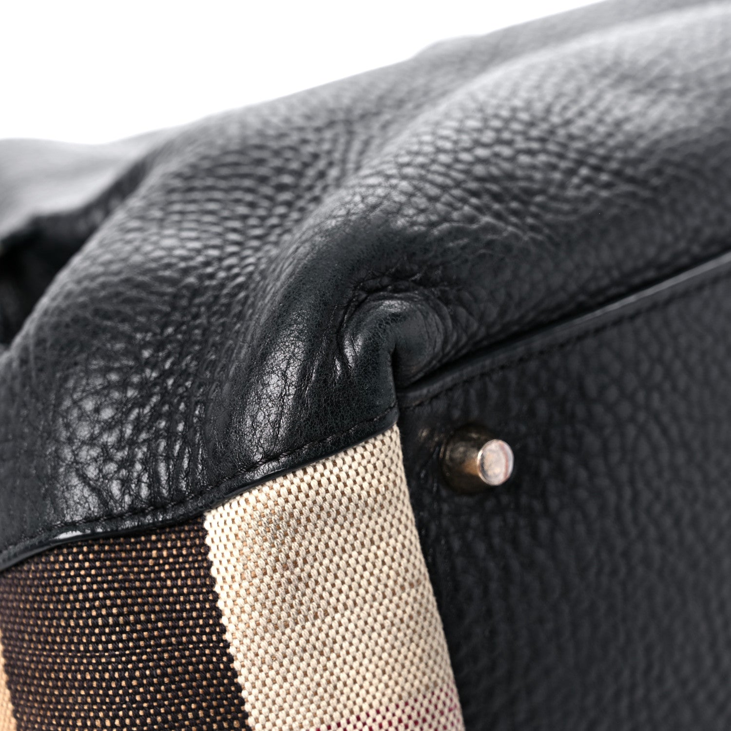 Burberry Grainy Calfskin House Check Small Maidstone Black 9 of 23