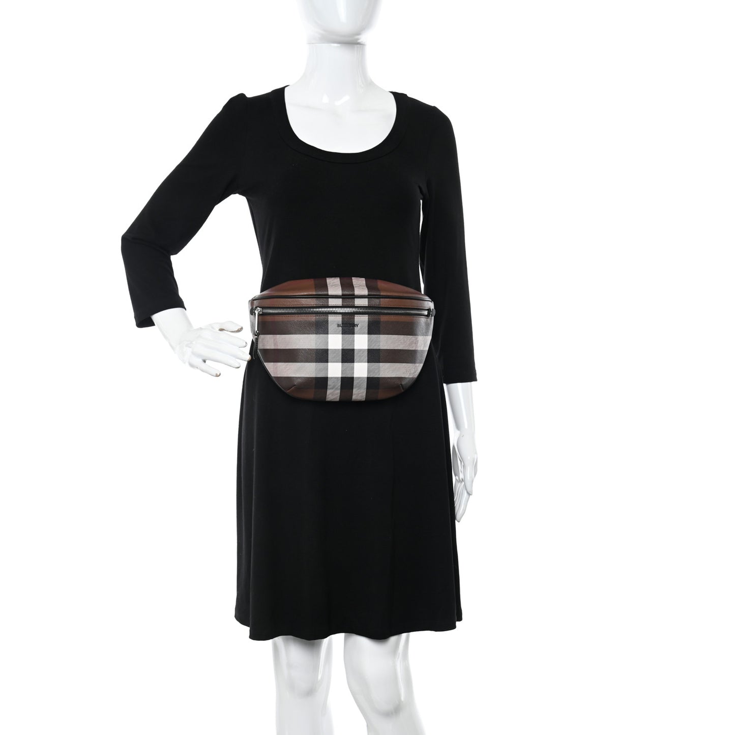 E-canvas Check Cason Bum Bag Dark Birch Brown