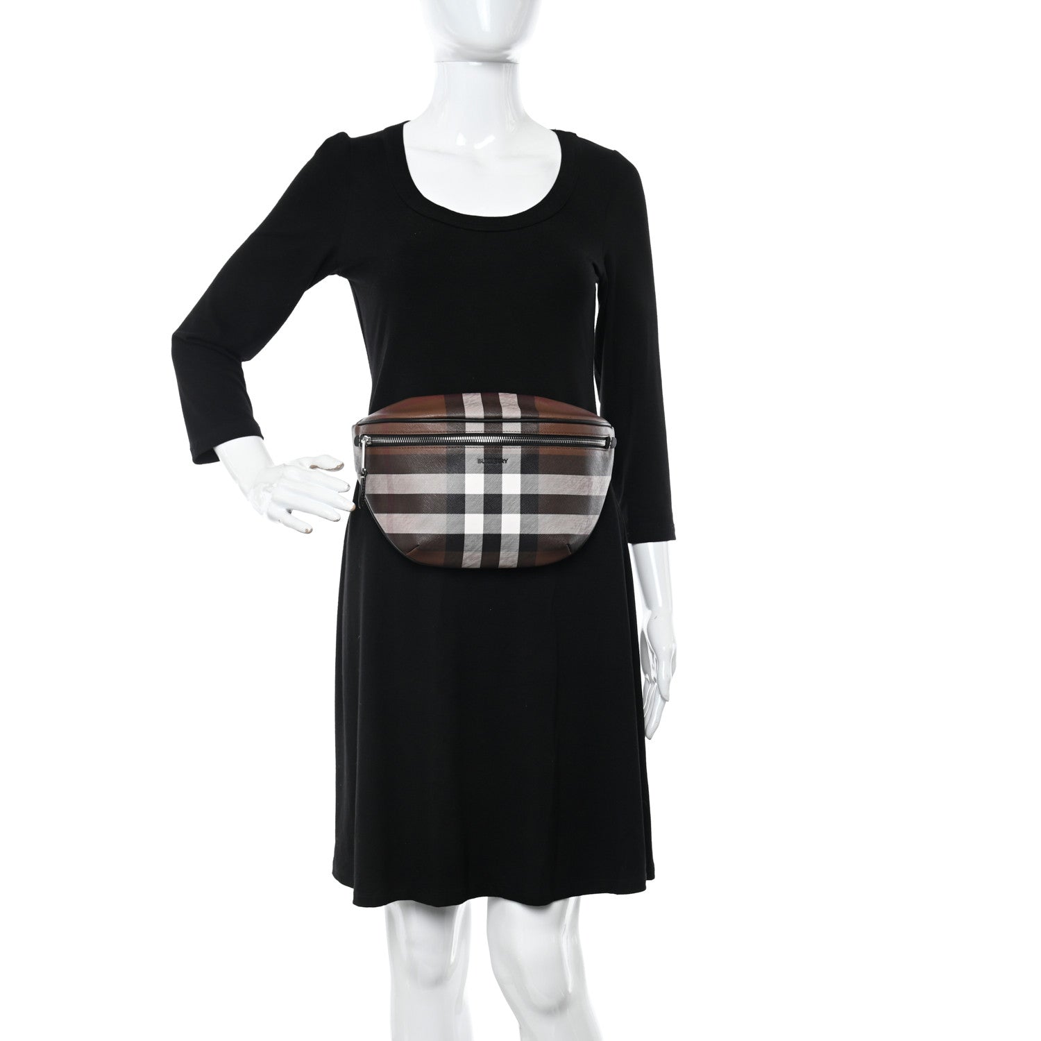 Burberry E-canvas Check Cason Bum Bag Dark Birch Brown 2 of 9