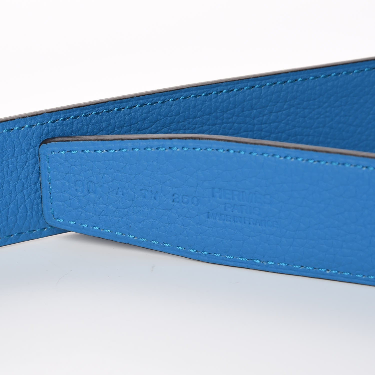 Hermes Box Togo 32mm Martelee H Belt 90 Black Bleu Zanzibar 6 of 10