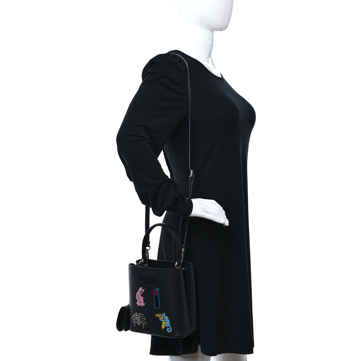 Saffiano Smalto Small Panier Bucket Bag Black
