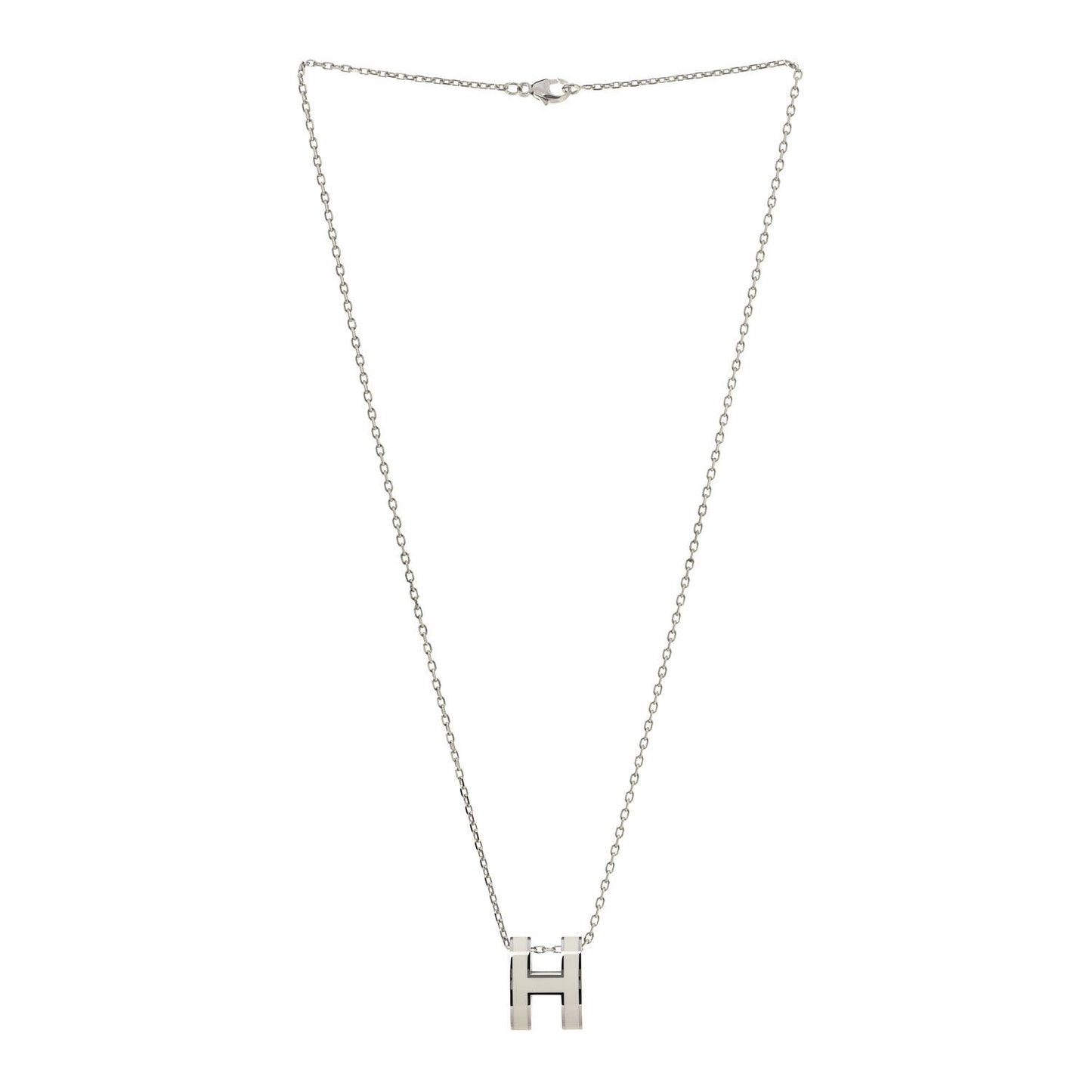 Lacquered Palladium Pop H Pendant Necklace White