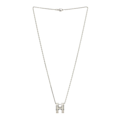 Hermes Lacquered Palladium Pop H Pendant Necklace White 2 of 4