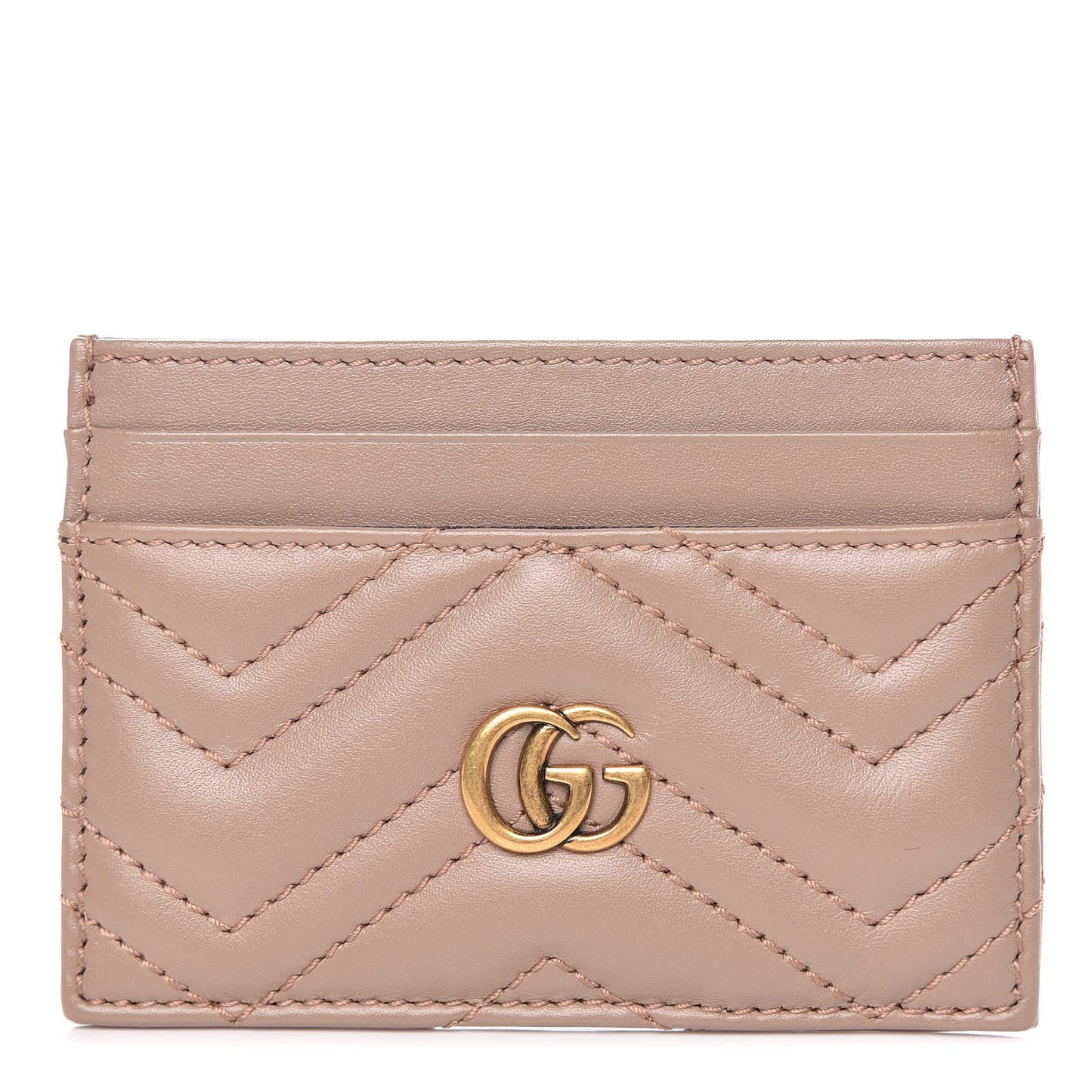 Calfskin Matelasse GG Marmont Card Holder Porcelain Rose