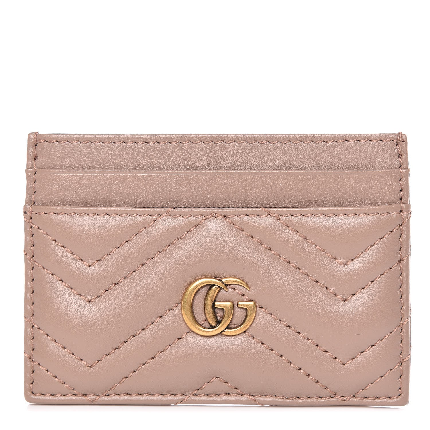 Gucci Calfskin Matelasse GG Marmont Card Holder Porcelain Rose 1 of 6