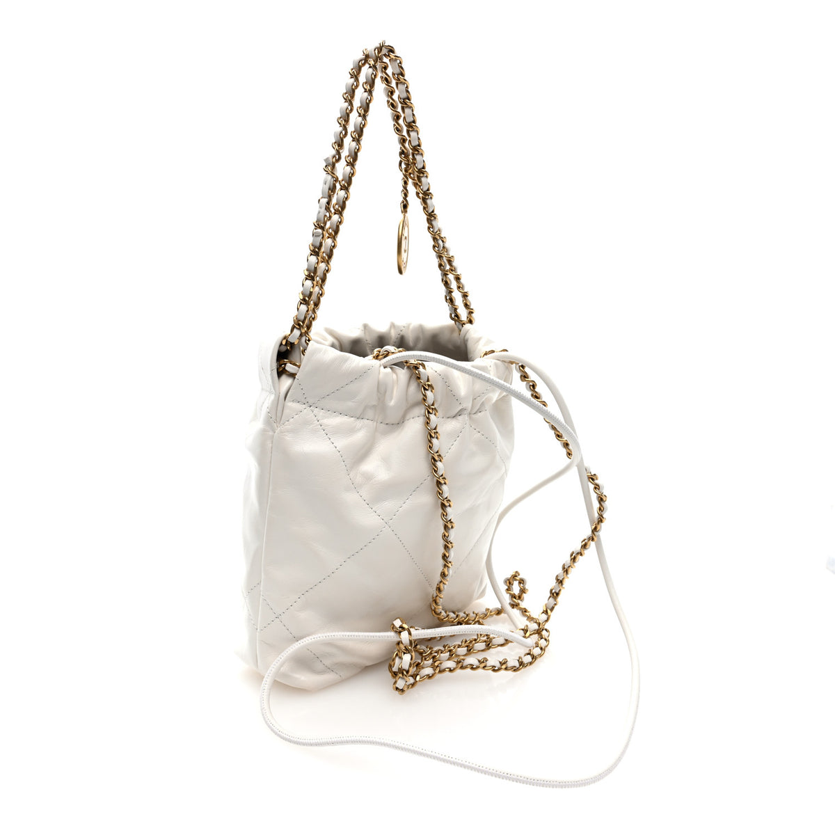 Shiny Calfskin Quilted Mini Chanel 22 White