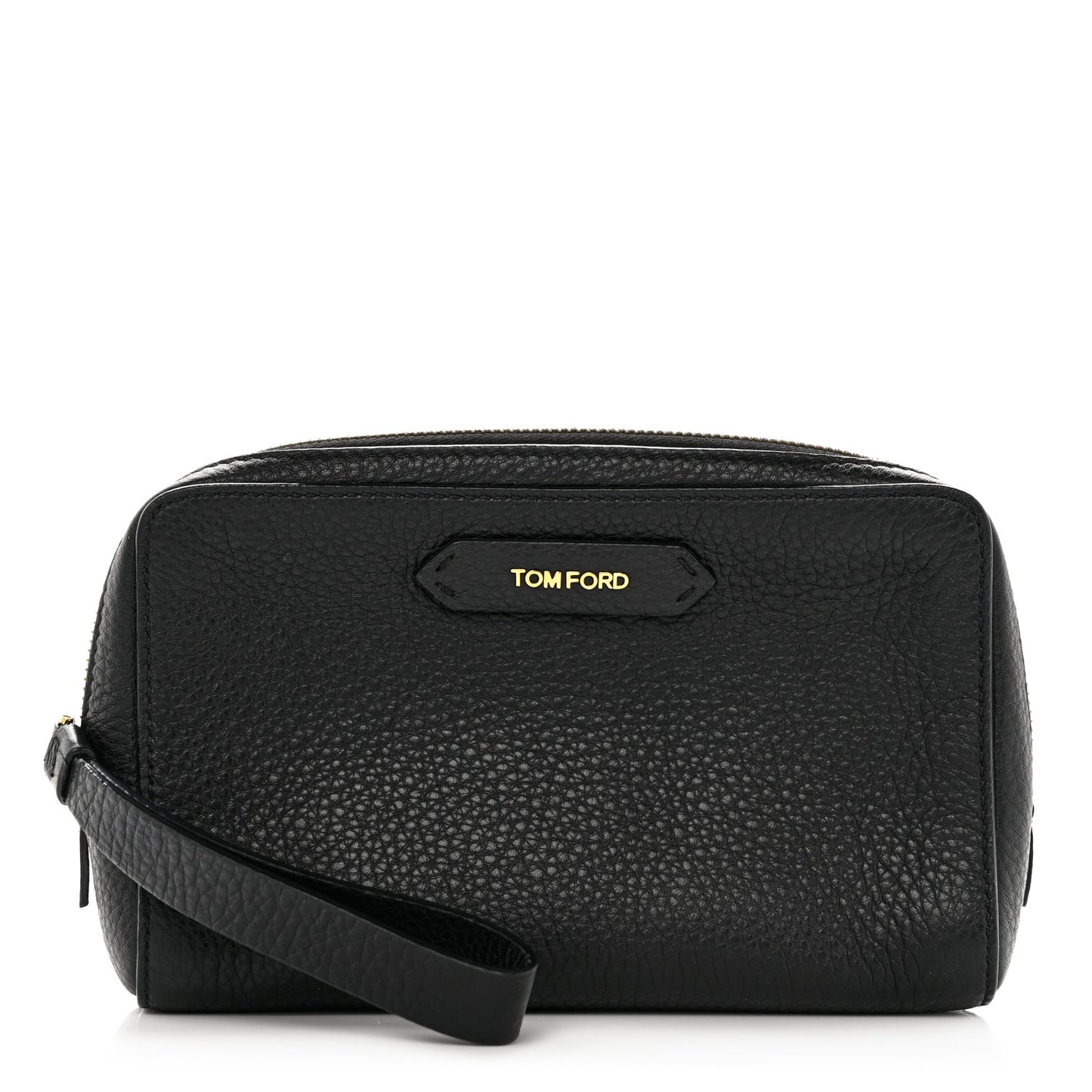 Grained Calfskin Cosmetic Pouch Black