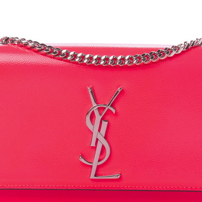 Saint Laurent Patent Grain de Poudre Small Monogram Kate Satchel Neon Pink 9 of 10