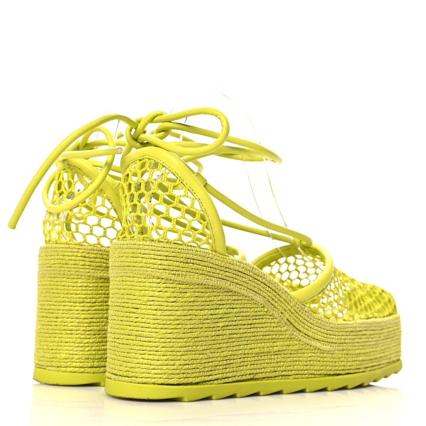 Mesh Lambskin Sporty Web Stretch Ankle Tie Espadrilles 39 Kiwi