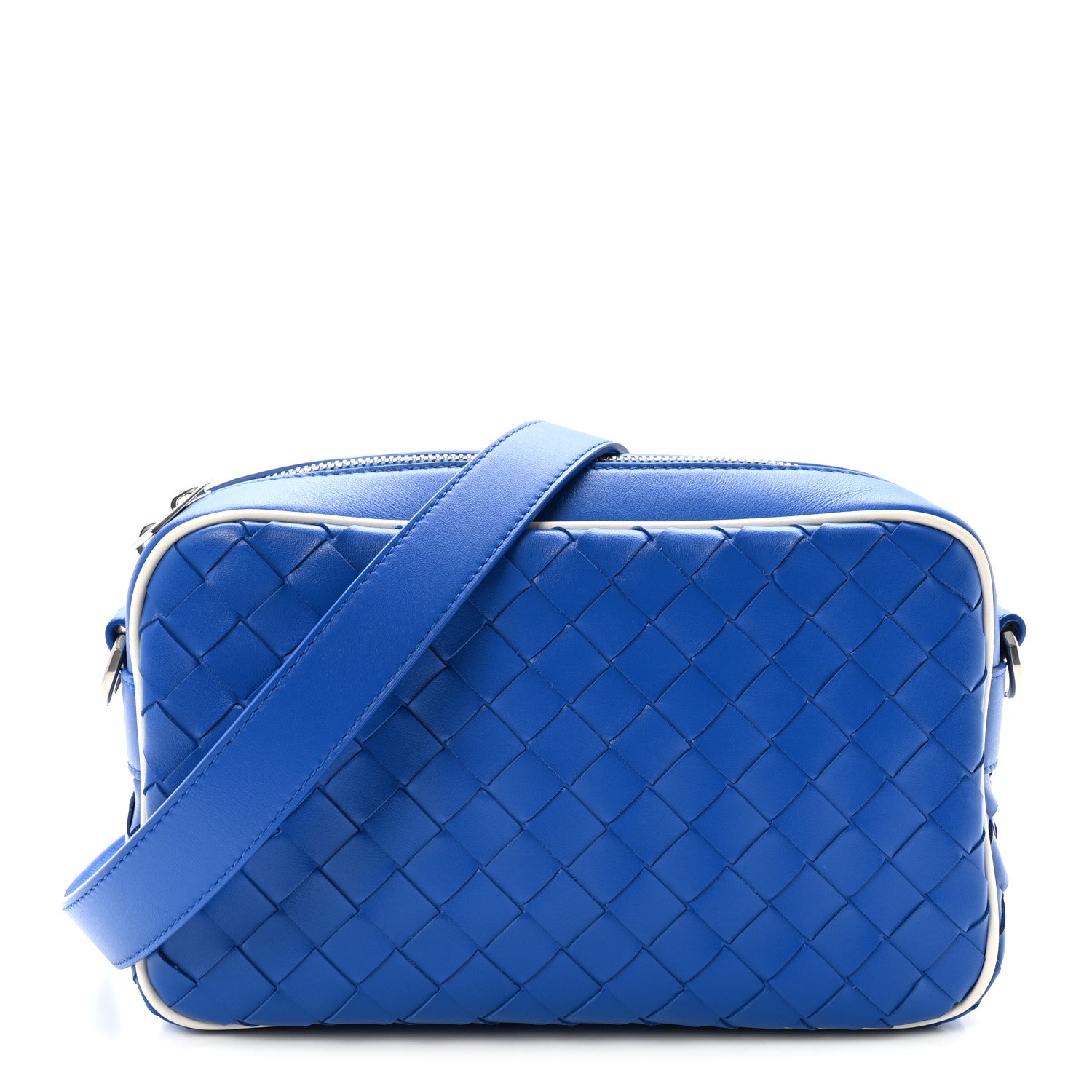 Bottega Veneta Calfskin Intrecciato Small Camera Bag Cobalt White 1 of 9
