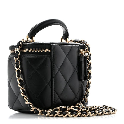 Chanel Lambskin Quilted Top Handle Mini Vanity Case With Chain Black 3 of 10