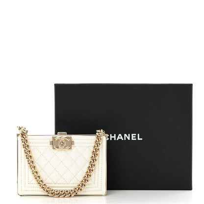 Chanel Patent Calfskin Boy Minaudiere White 15 of 15