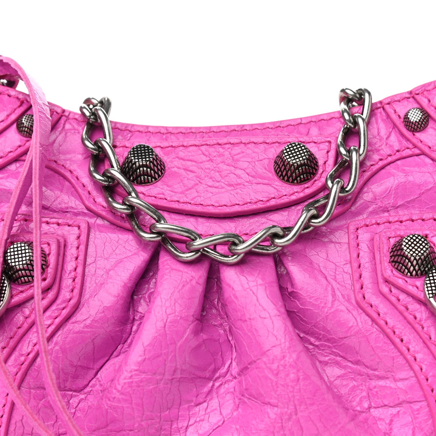 Balenciaga Agneau Arena Le Cagole Mini Purse With Chain Lipstick Pink 9 of 11