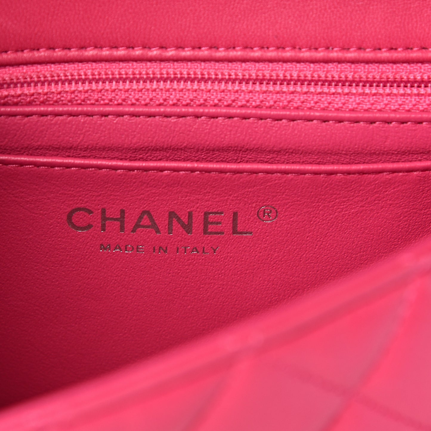 Lambskin Quilted Mini Rectangular Flap Dark Pink
