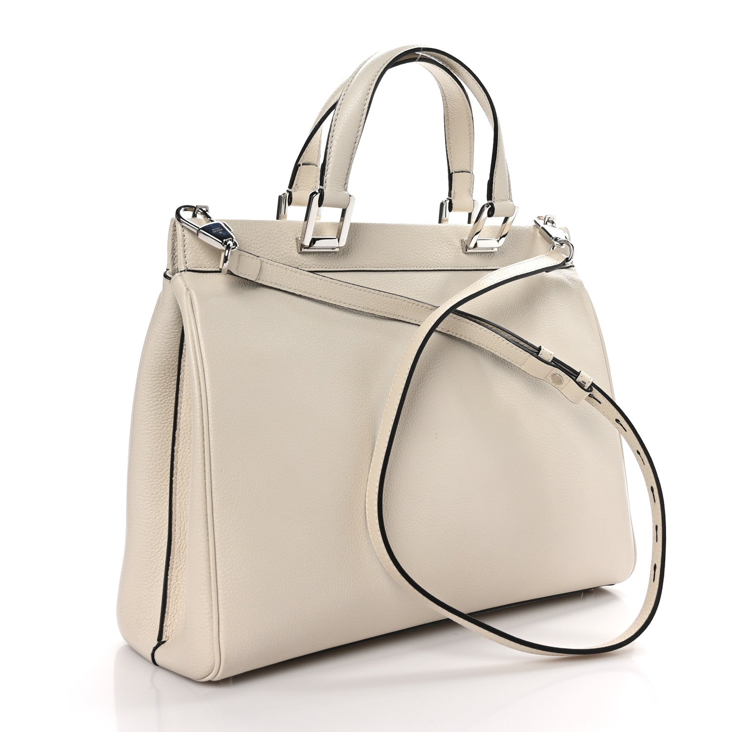 Gucci Grainy Calfskin Medium Zumi Top Handle Bag Mystic White 3 of 9