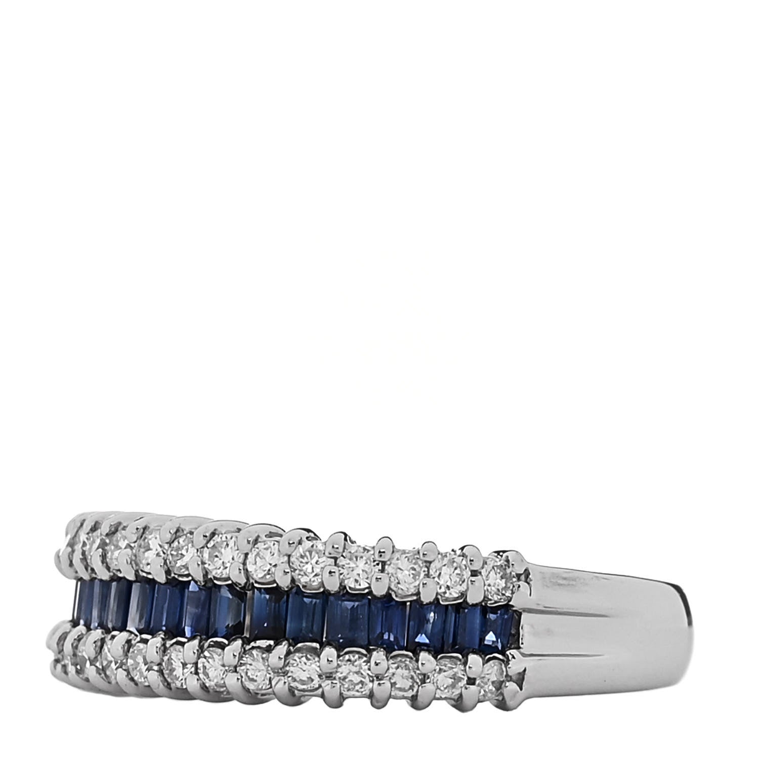 Parker & West by FASHIONPHILE Platinum Diamond Blue Sapphire 0.50ctw Three Row Ring 53 6.5 3 of 9