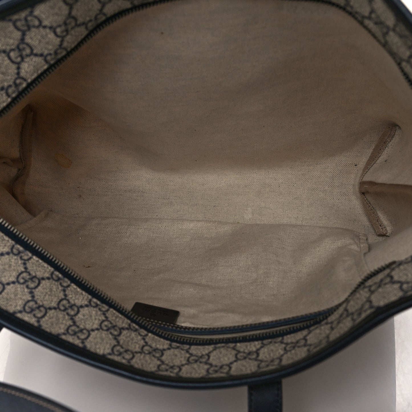 GG Supreme Monogram Medium Zippered Shopping Tote Navy
