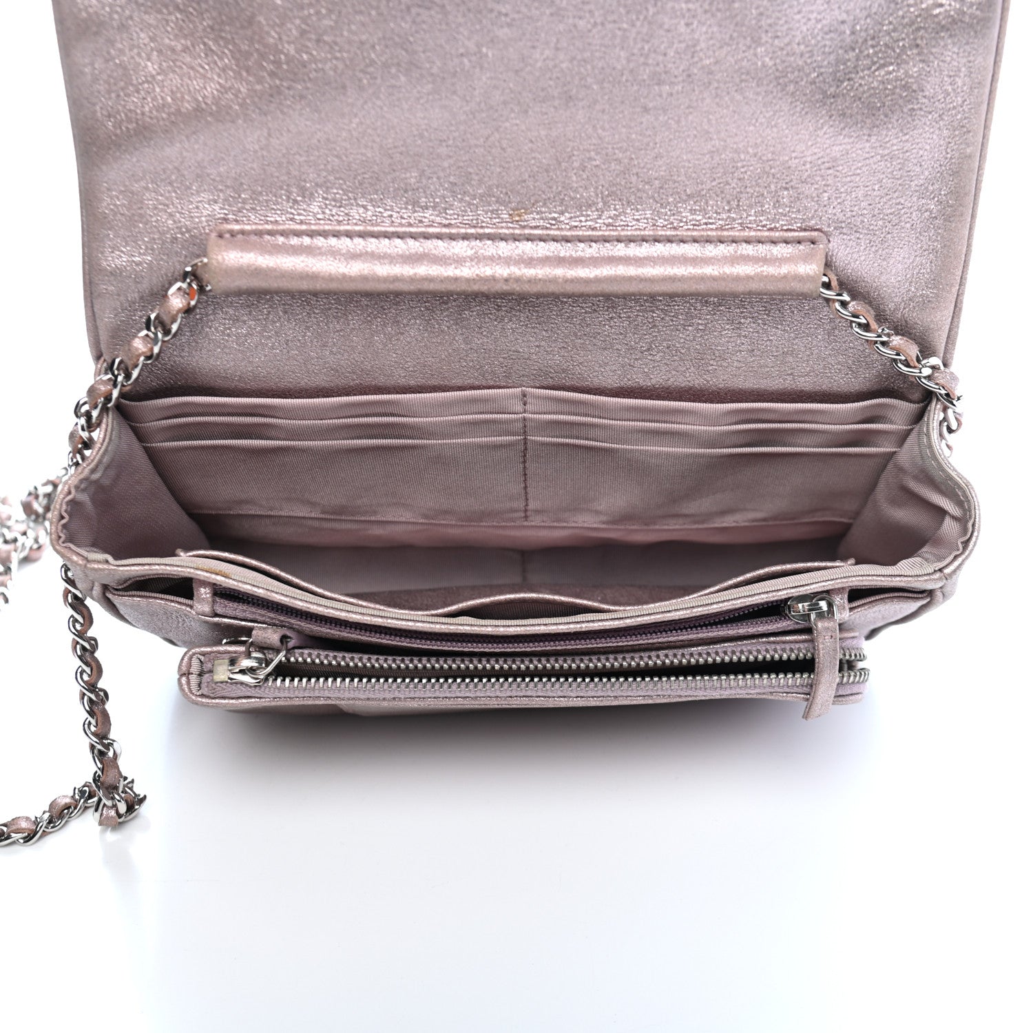 Chanel Metallic Lambskin Quilted Wallet On Chain WOC Lilac 5 of 9