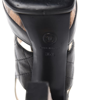 Chanel Lambskin Quilted Wooden Sandals 36.5 Black 11 of 13