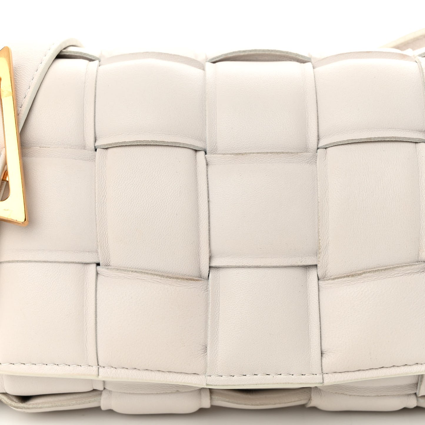 Nappa Maxi Intrecciato Small Padded Cassette Crossbody Bag Chalk