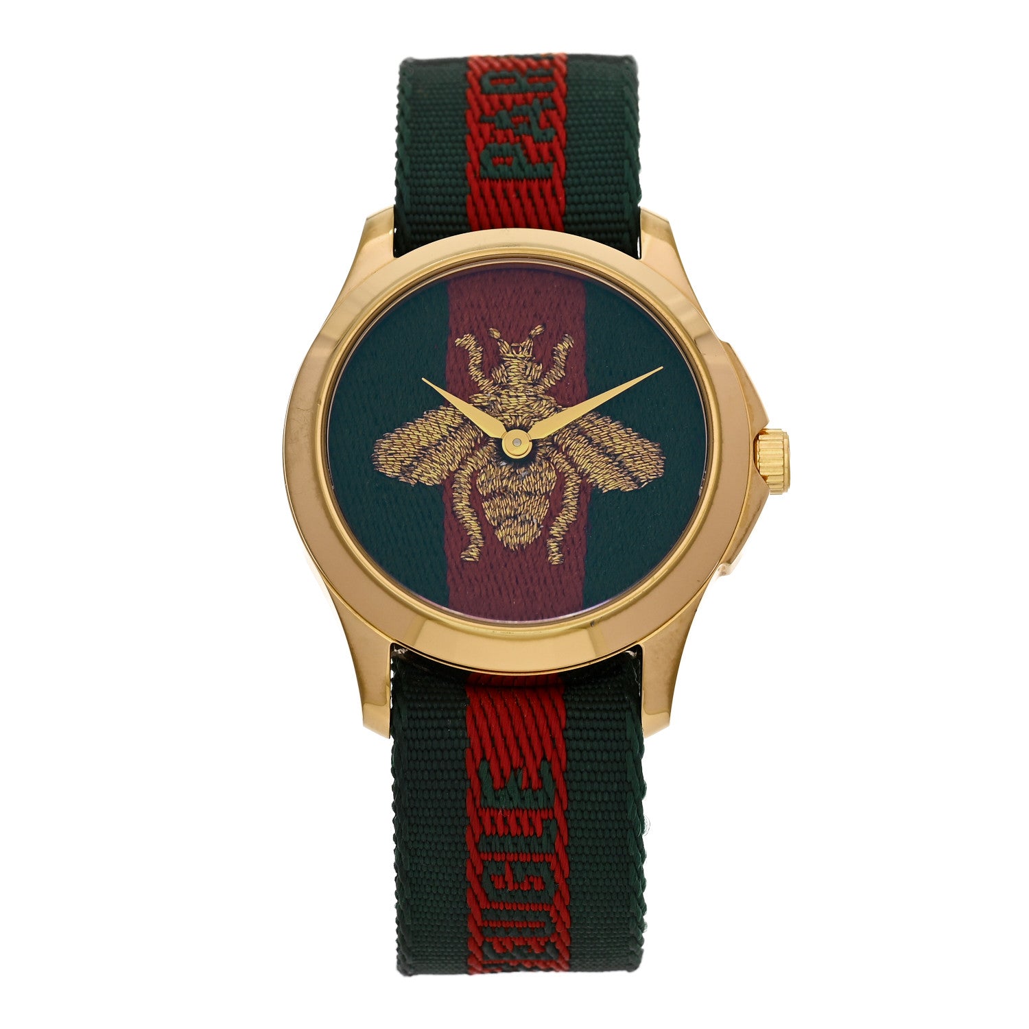 Gucci Stainless Steel Nylon 38mm Le Marche Des Merveilles Bee Quartz Watch Green 1 of 4