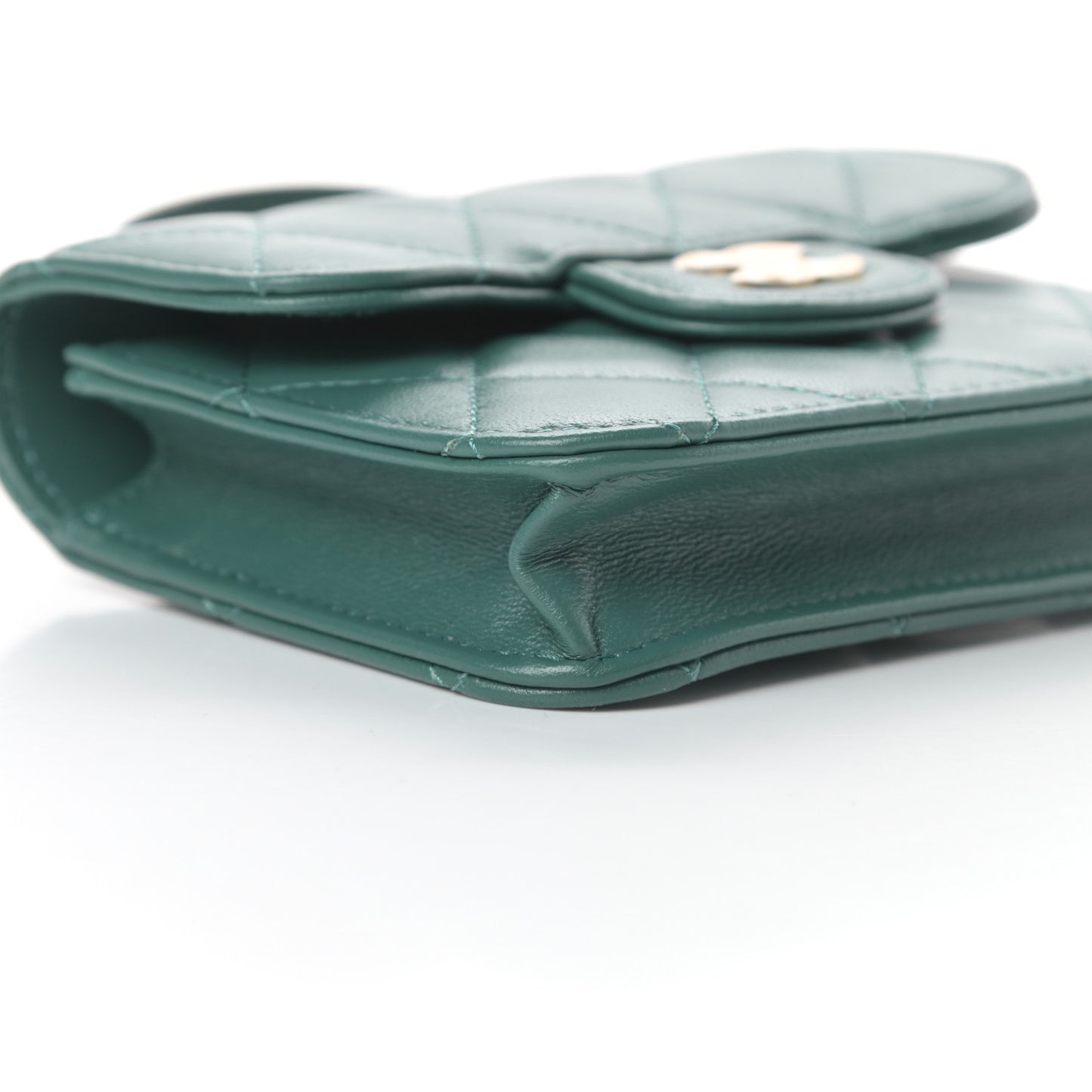 Lambskin Quilted Top Handle Flap Coin Purse With Chain Green