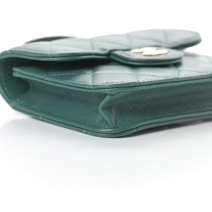 Chanel Lambskin Quilted Top Handle Flap Coin Purse With Chain Green 10 of 13