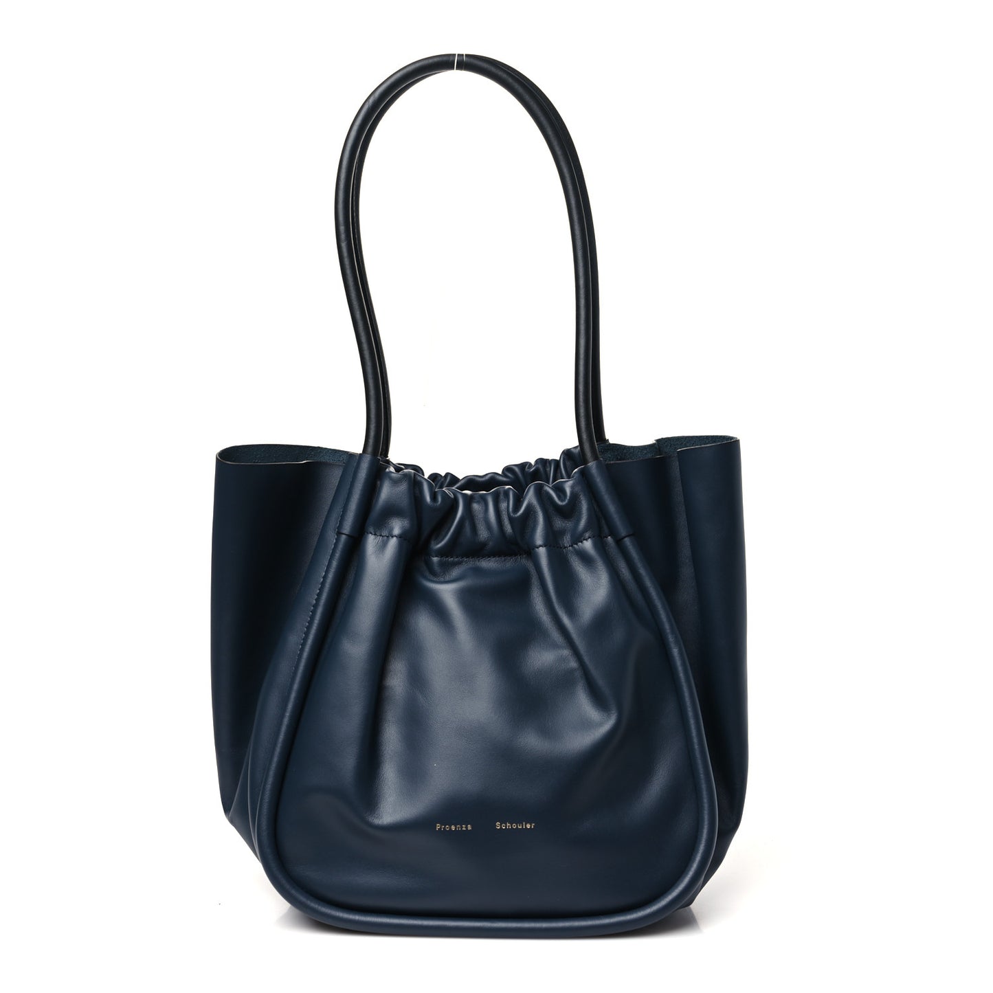 Calfskin Large Ruched Tote Dark Navy