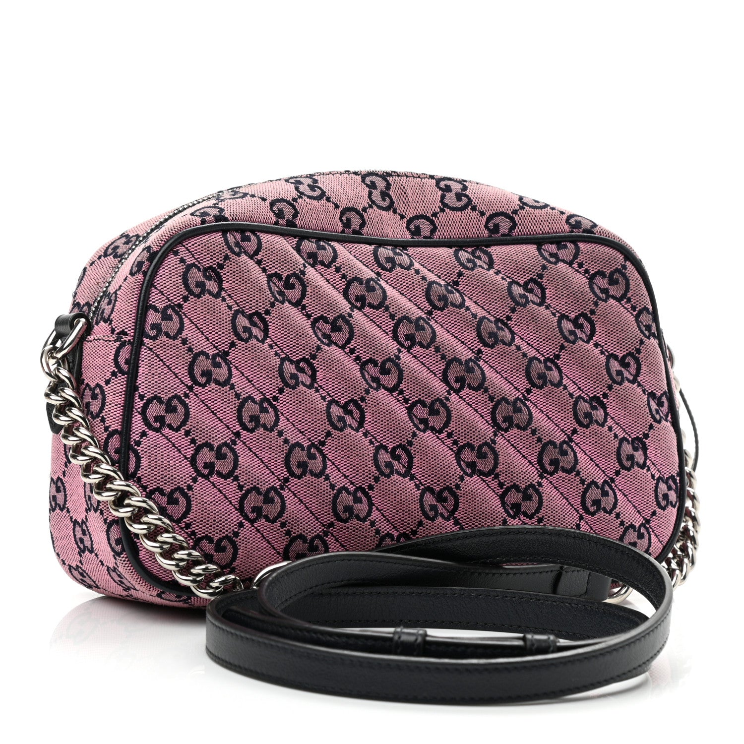 Gucci Monogram Multicolor Matelasse Diagonal Small GG Marmont Chain Shoulder Bag Pink Blue 3 of 11