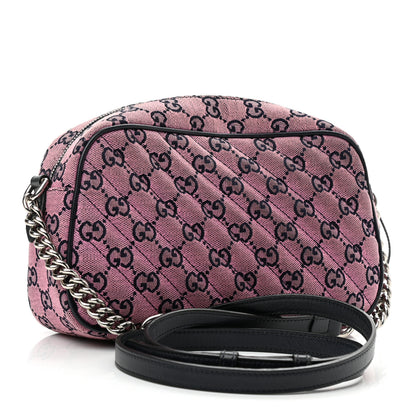 Gucci Monogram Multicolor Matelasse Diagonal Small GG Marmont Chain Shoulder Bag Pink Blue 3 of 11