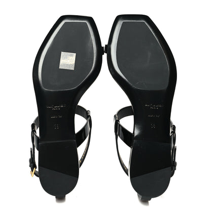 Saint Laurent Patent Calfskin Cassandra Monogram Sandals 38 Black 5 of 9